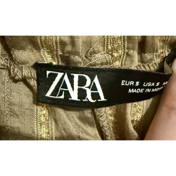 Zara High Rise Size Small Striped Paper Bag Waist Shorts Women's - Picture 5 of 8